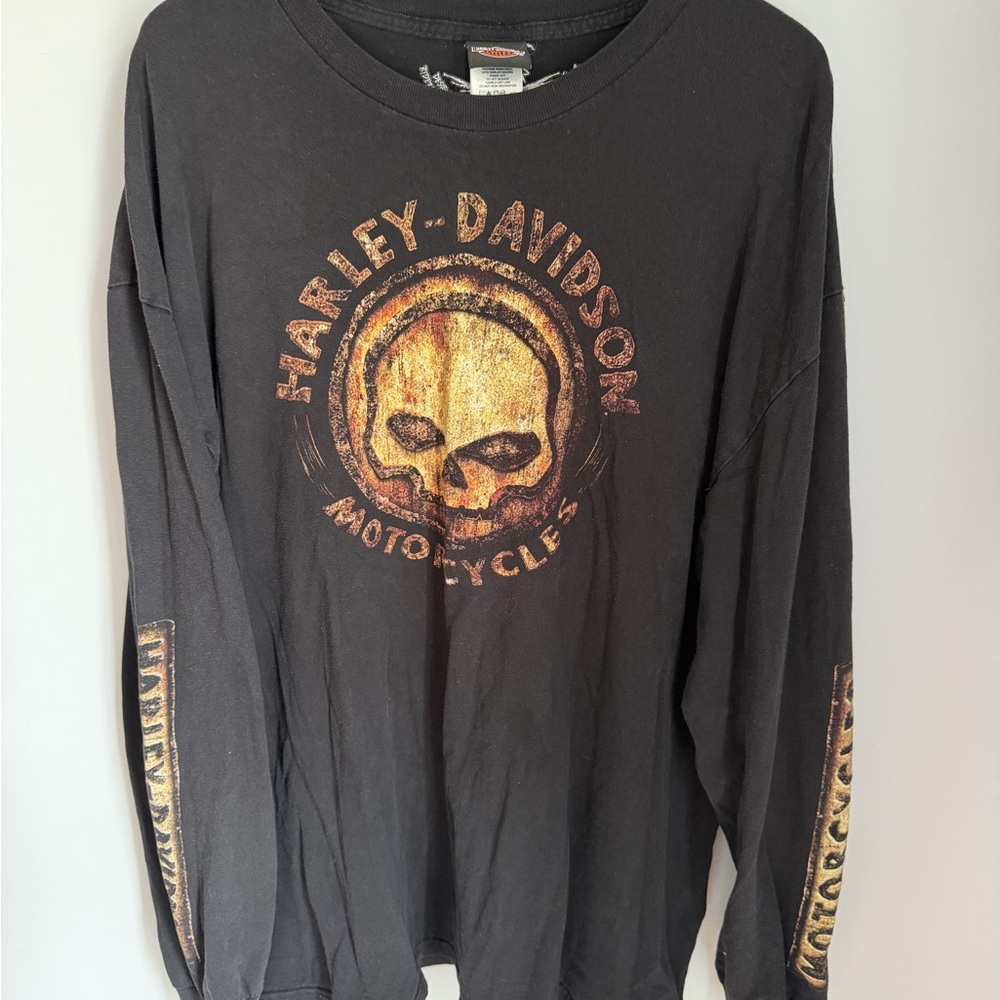 Harley Davidson Long Sleeve T Shirt 3XL Skull Graphic Toledo Ohio Biker Distress